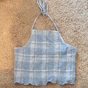 American Eagle Smocked Light Blue Knit Halter Top